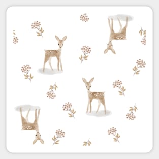 Fawn and Flowers Sticker
